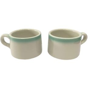 Lot of 2 Vintage Shenango Green Airbrush Restaurant Ware Coffee Mugs